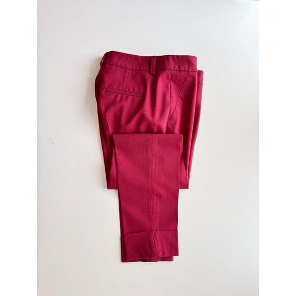 NWOT JUDITH & CHARLES Red Wool Suiting Cuffed Cropped Trousers Pants, Size 2 - Picture 1 of 11